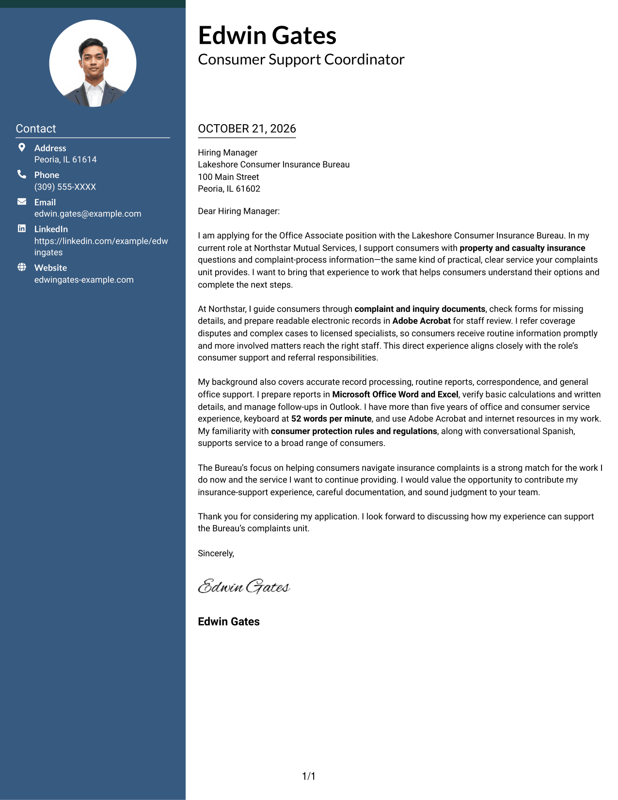 Cover letter example — page 1