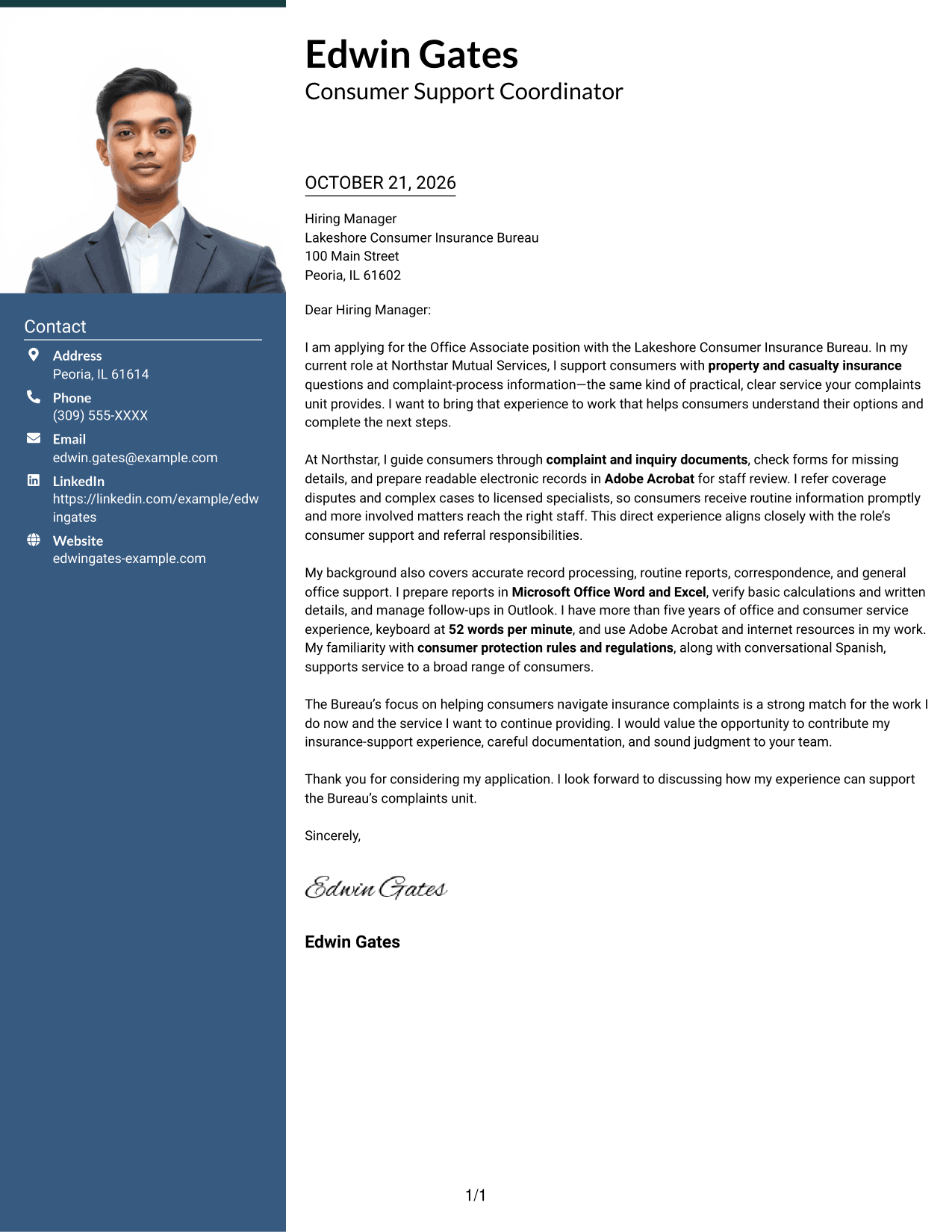 Cover letter example — page 1