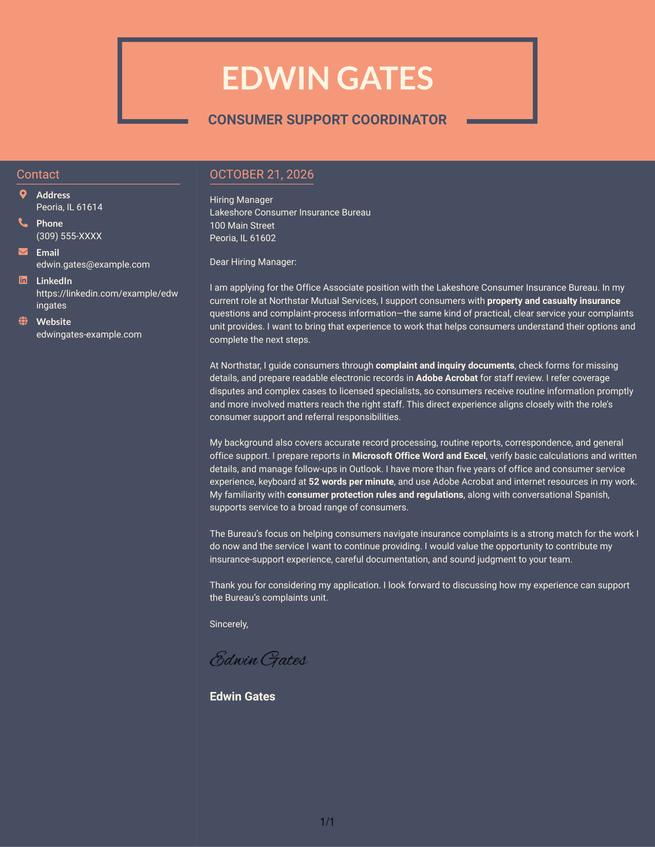 Cover letter example — page 1