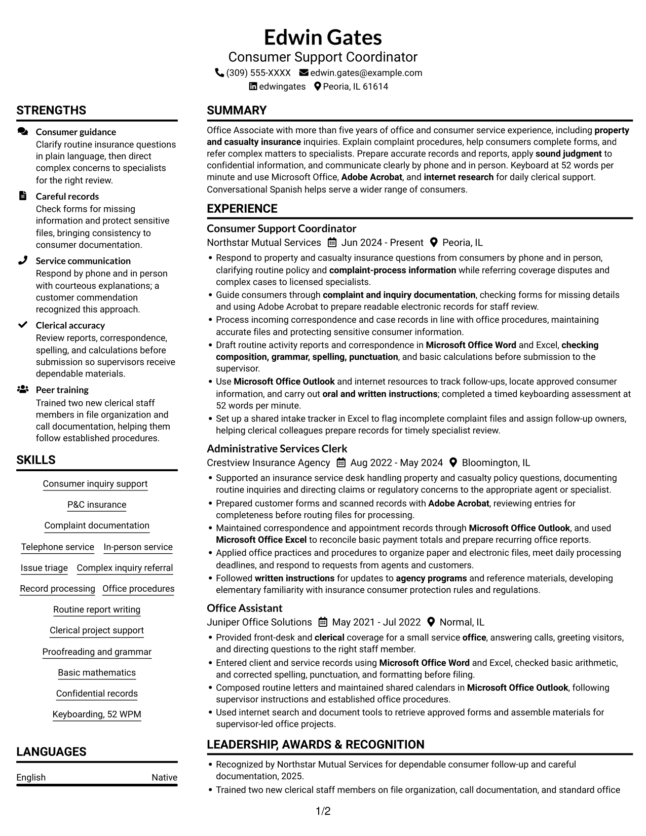 Resume example — page 1