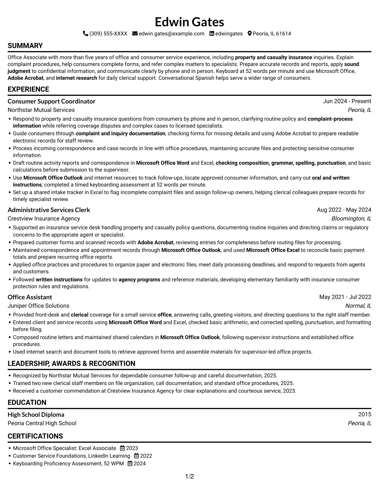 Resume example — page 1