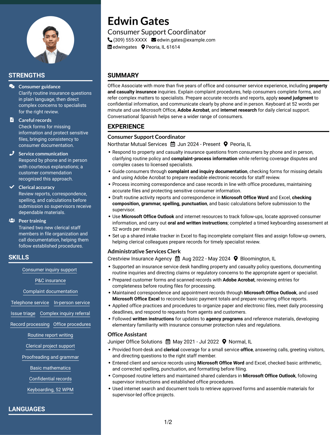 Resume example — page 1