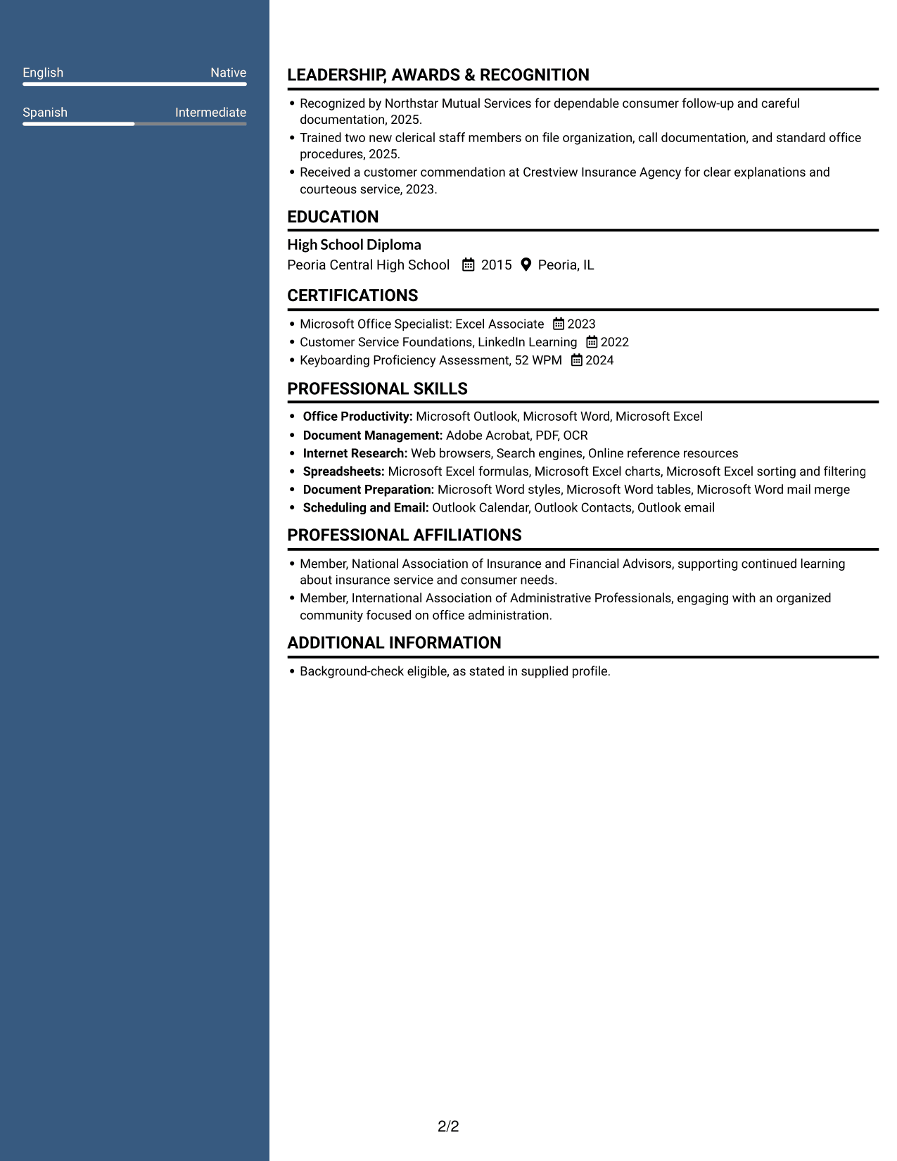 Resume example — page 2