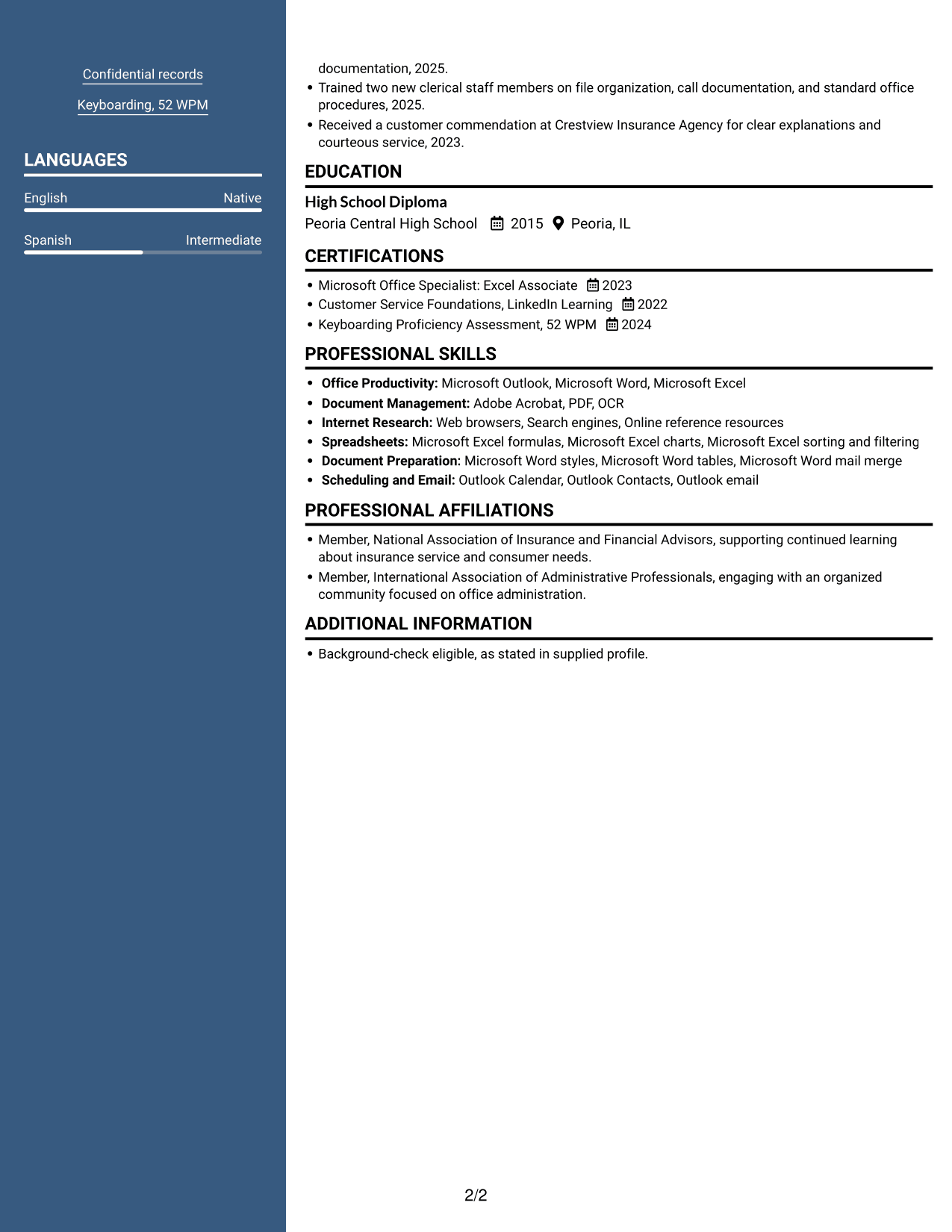 Resume example — page 2
