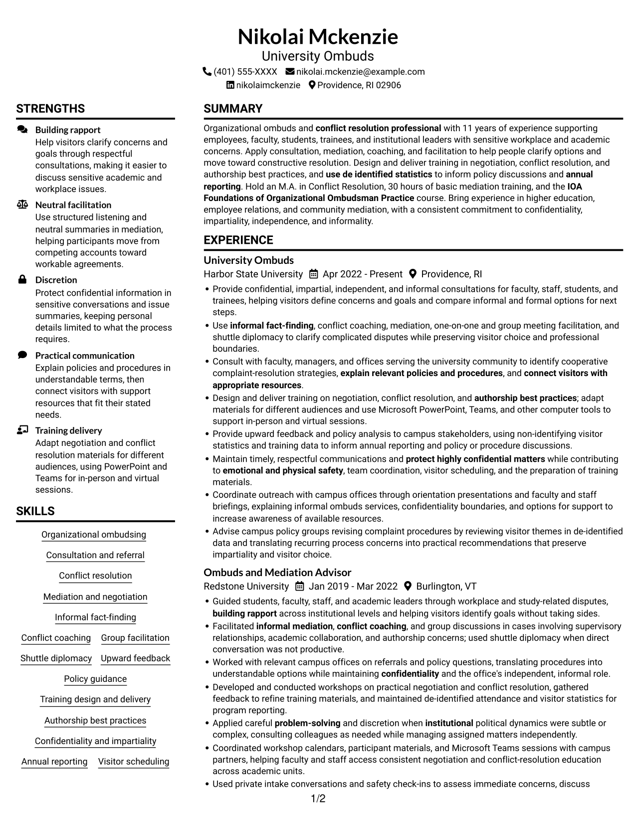 Resume example — page 1