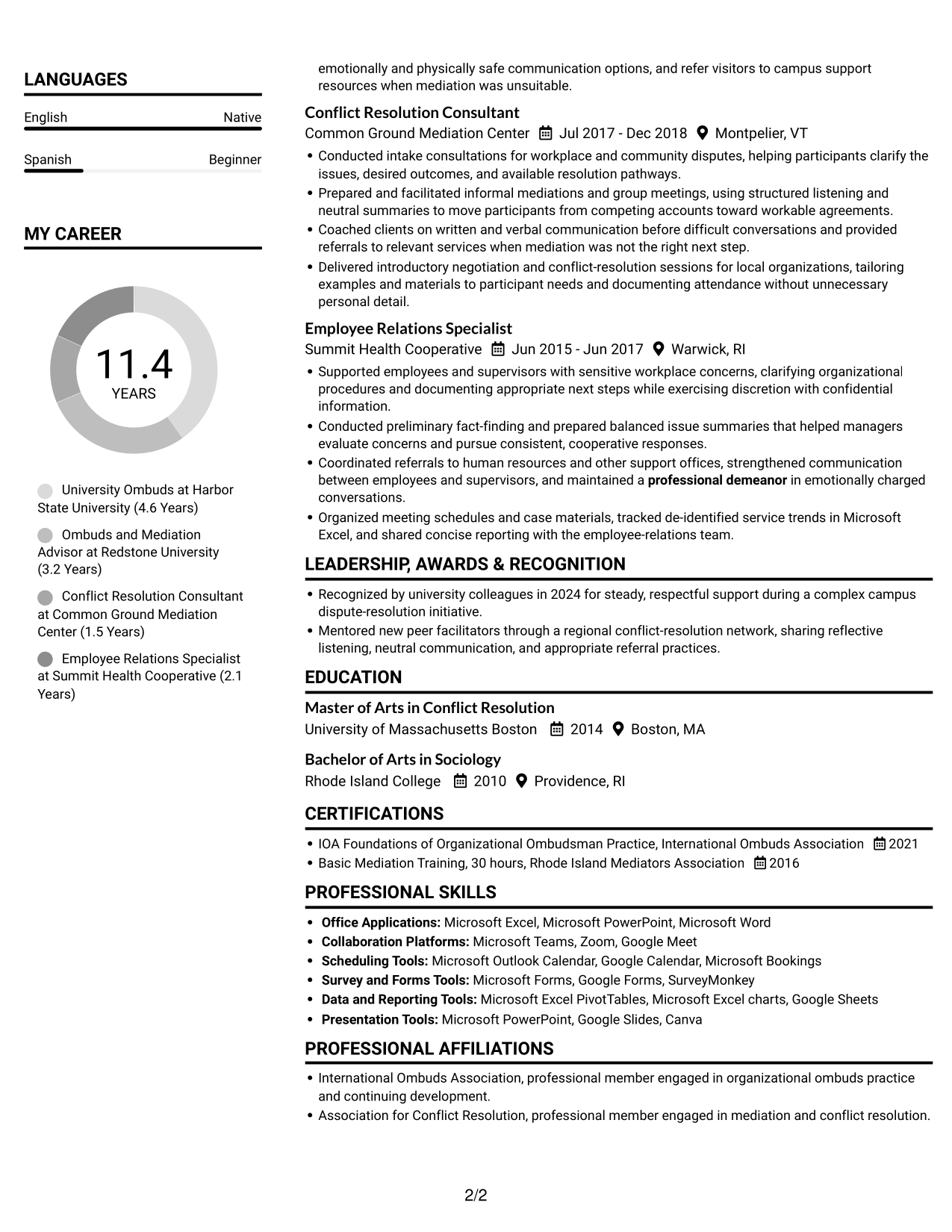 Resume example — page 2