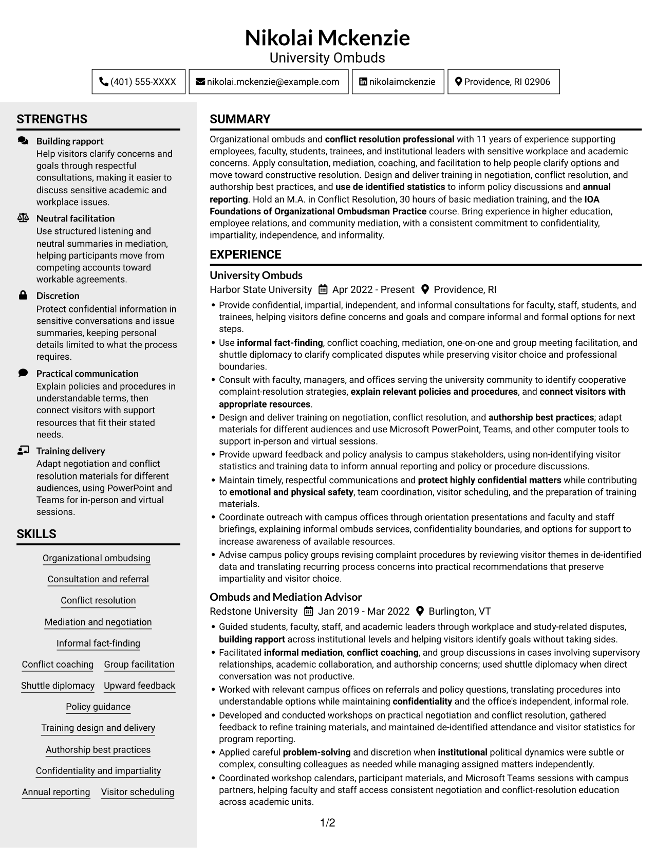 Resume example — page 1