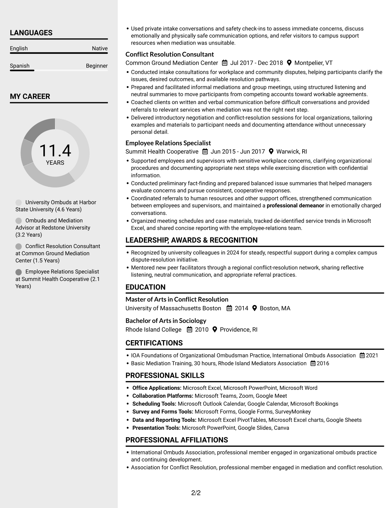 Resume example — page 2