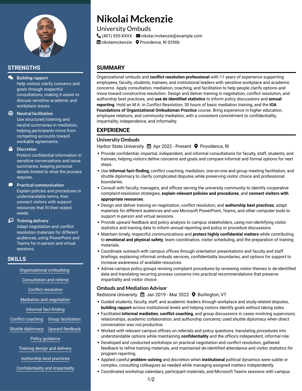 Resume example — page 1