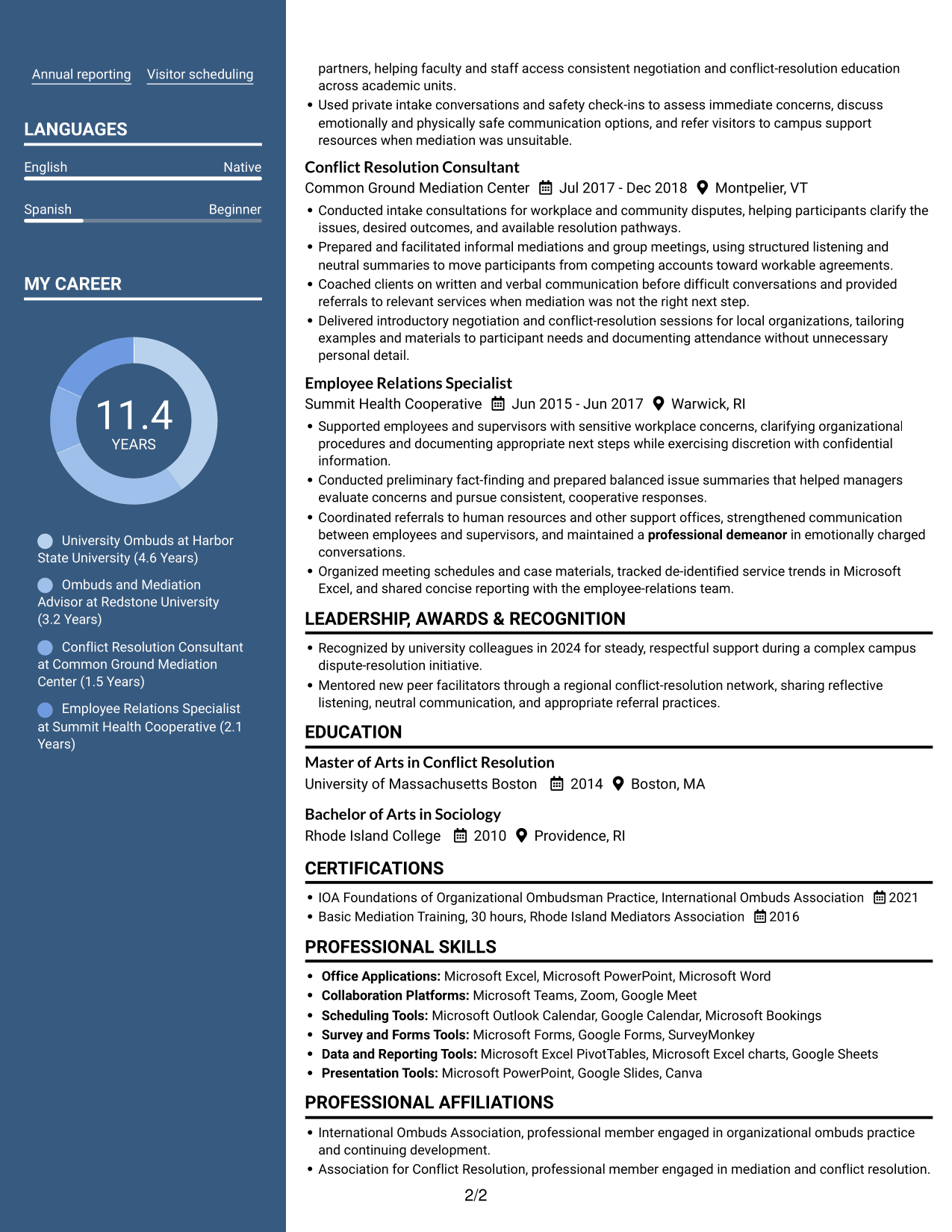 Resume example — page 2