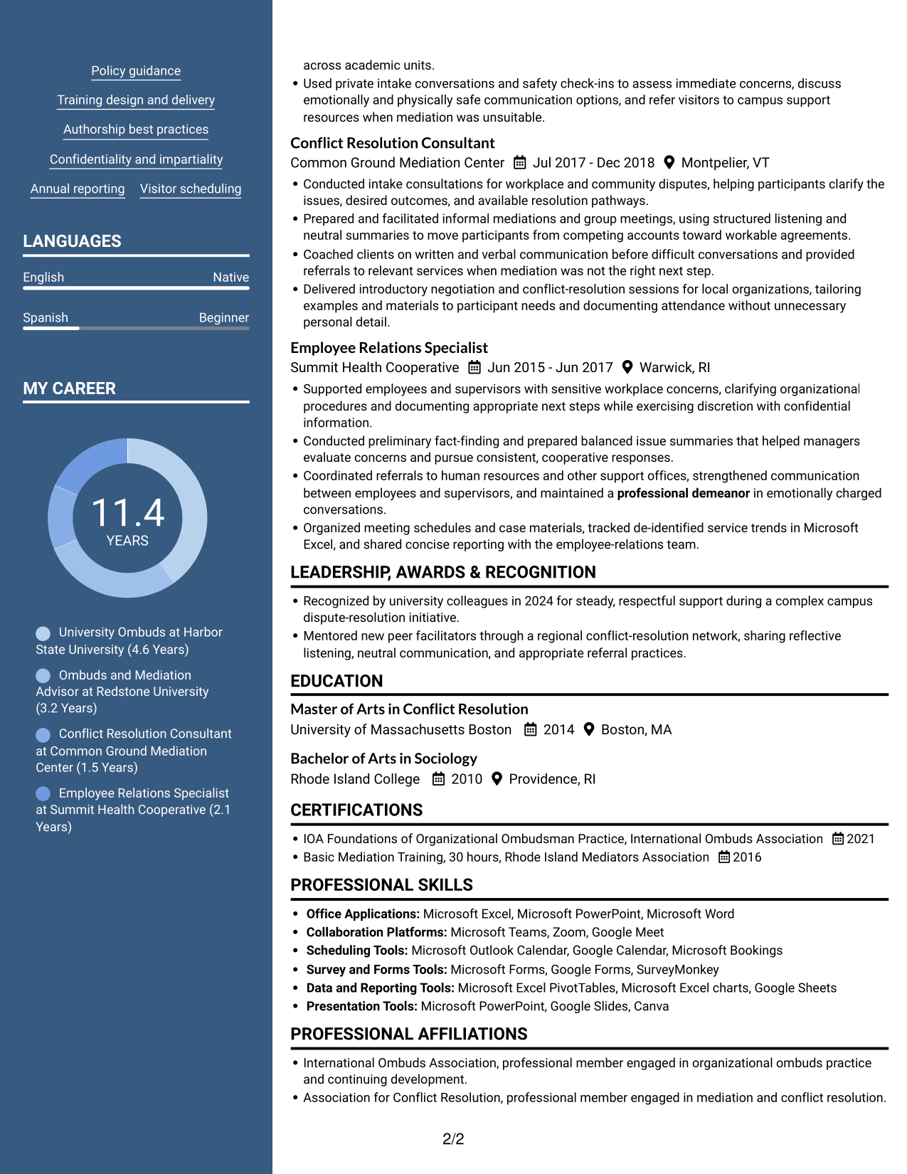 Resume example — page 2