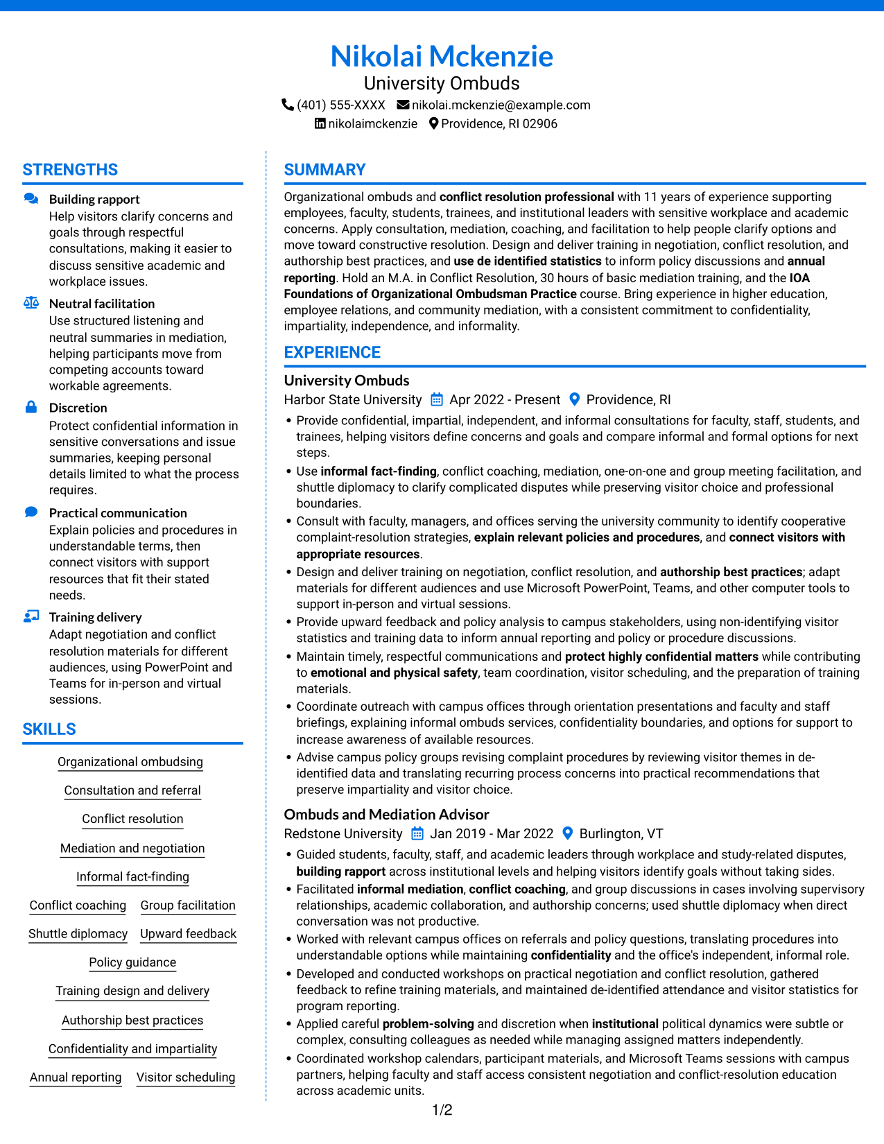 Resume example — page 1