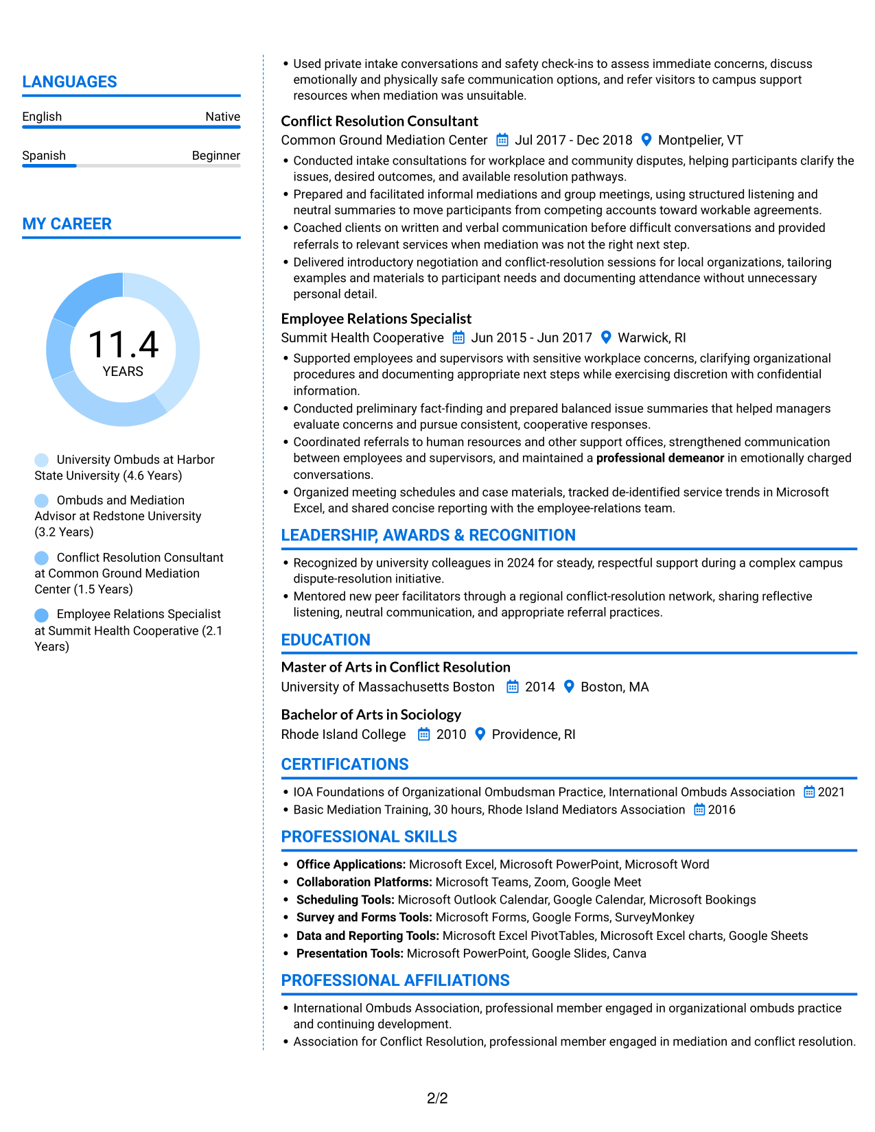 Resume example — page 2