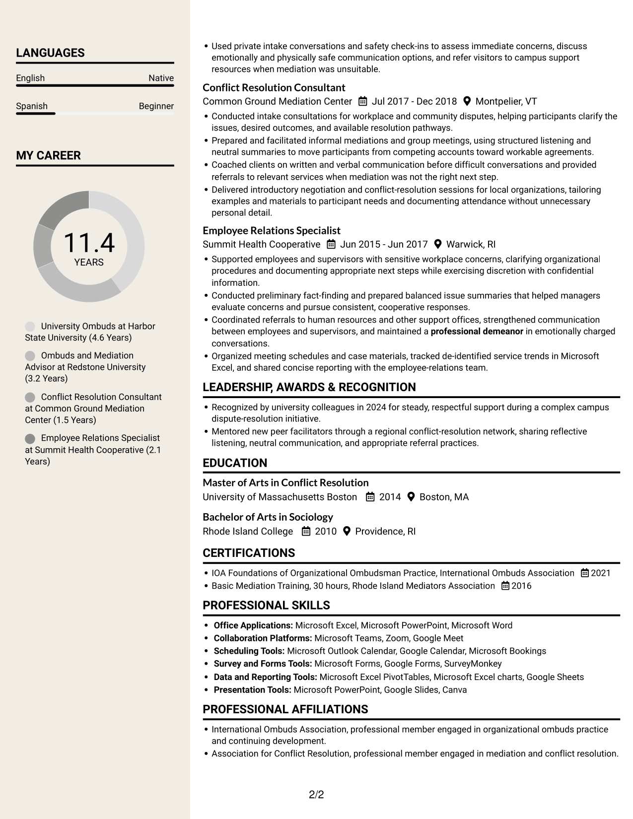Resume example — page 2