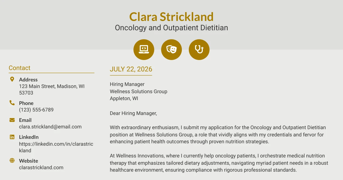 30+ Oncology and Outpatient Dietitian Cover Letter Templates with Example 2026