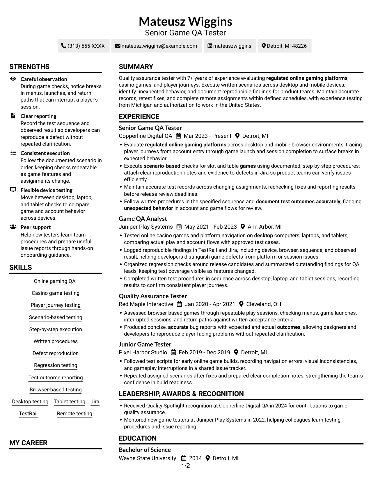 Resume example — page 1