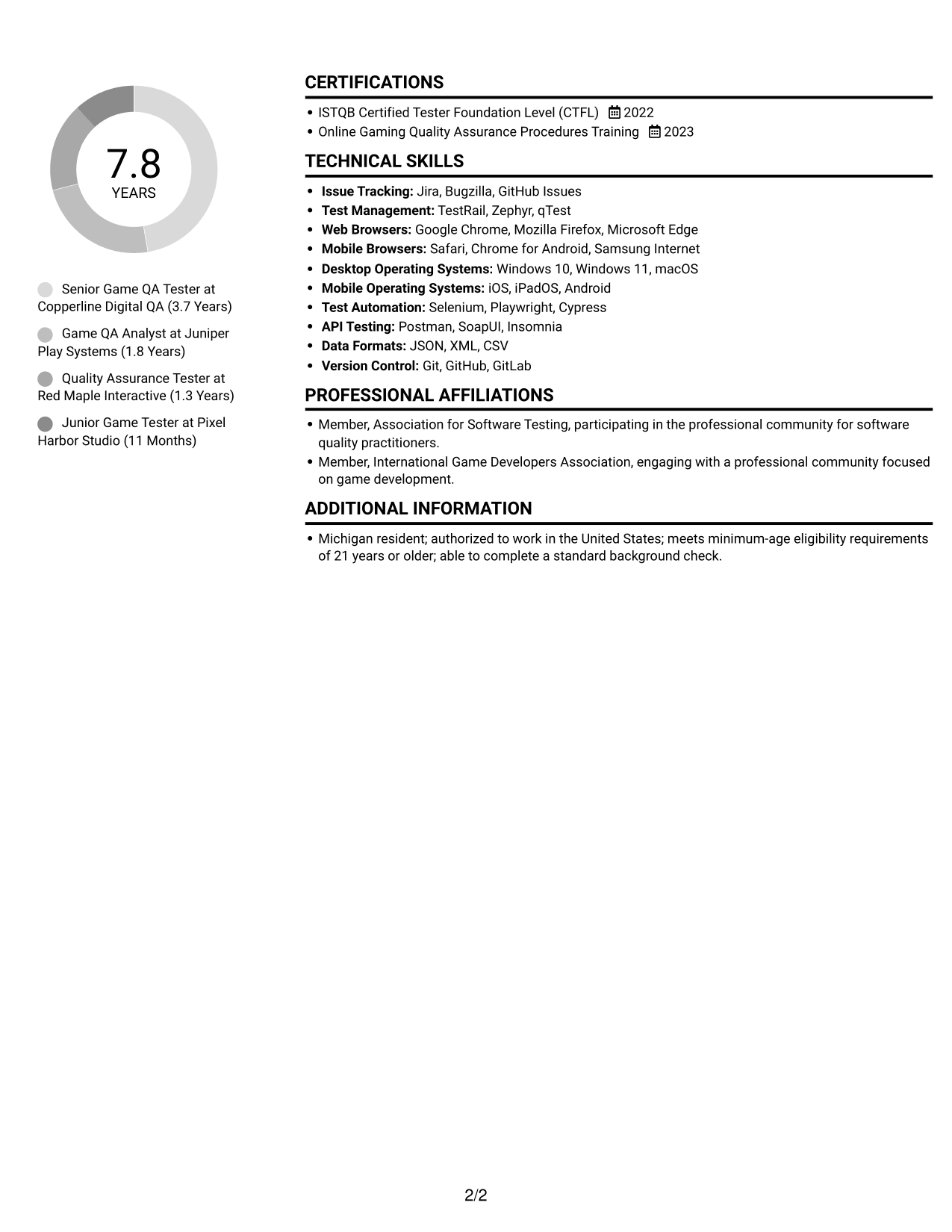Resume example — page 2