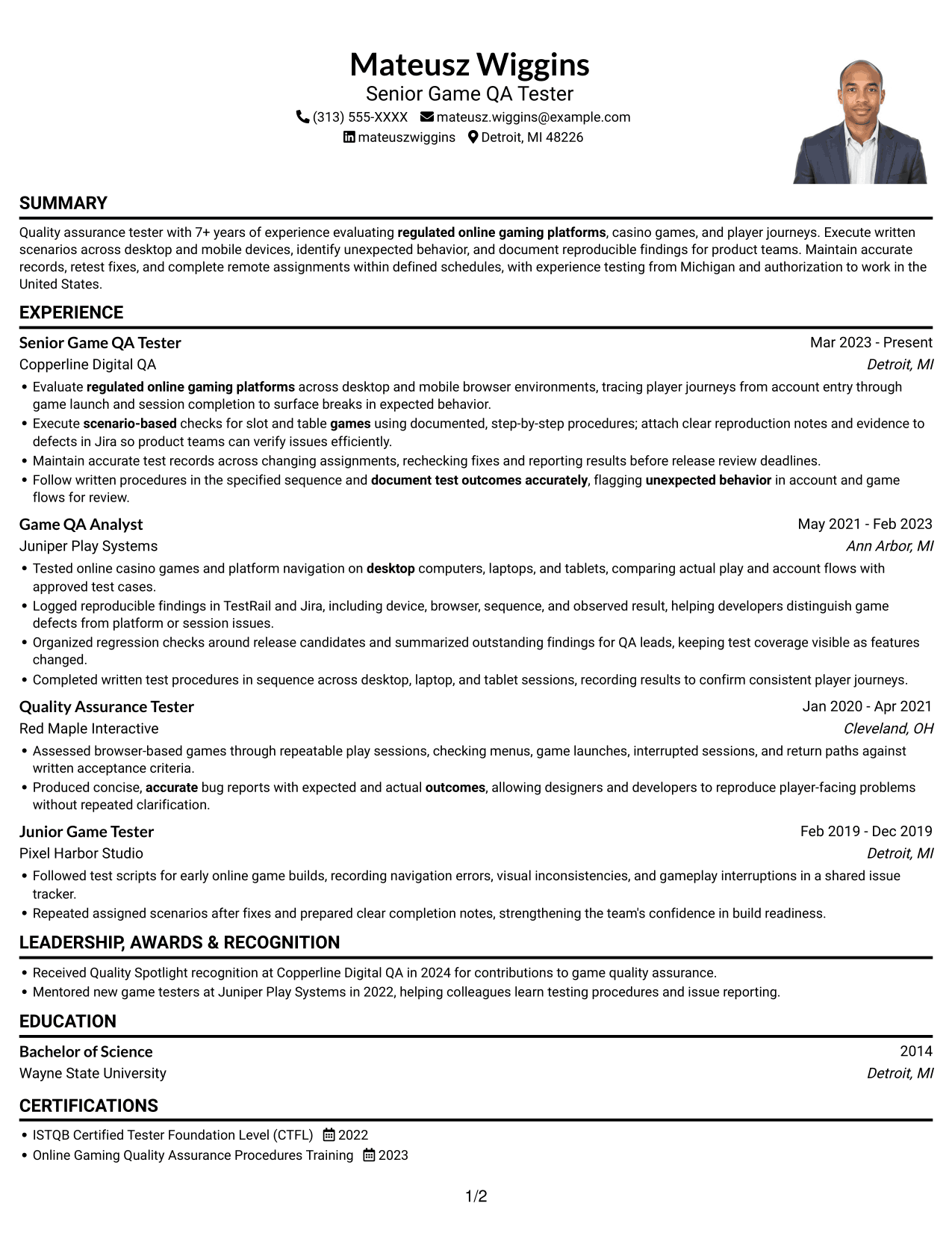 Resume example — page 1