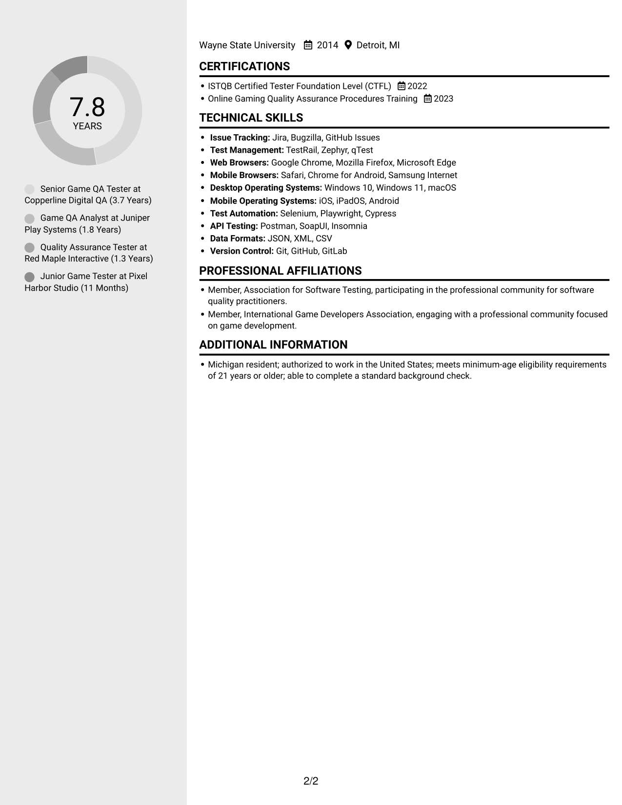 Resume example — page 2