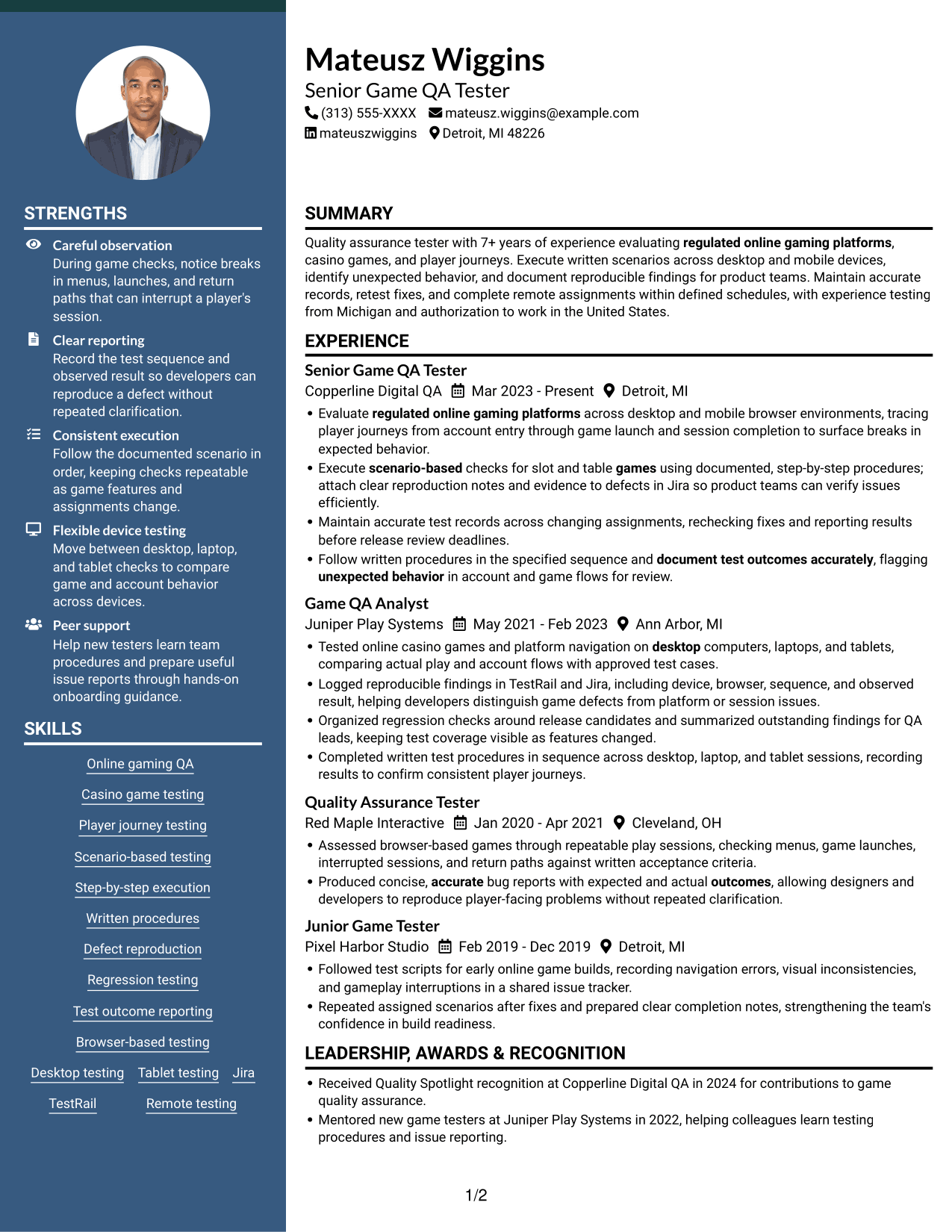 Resume example — page 1
