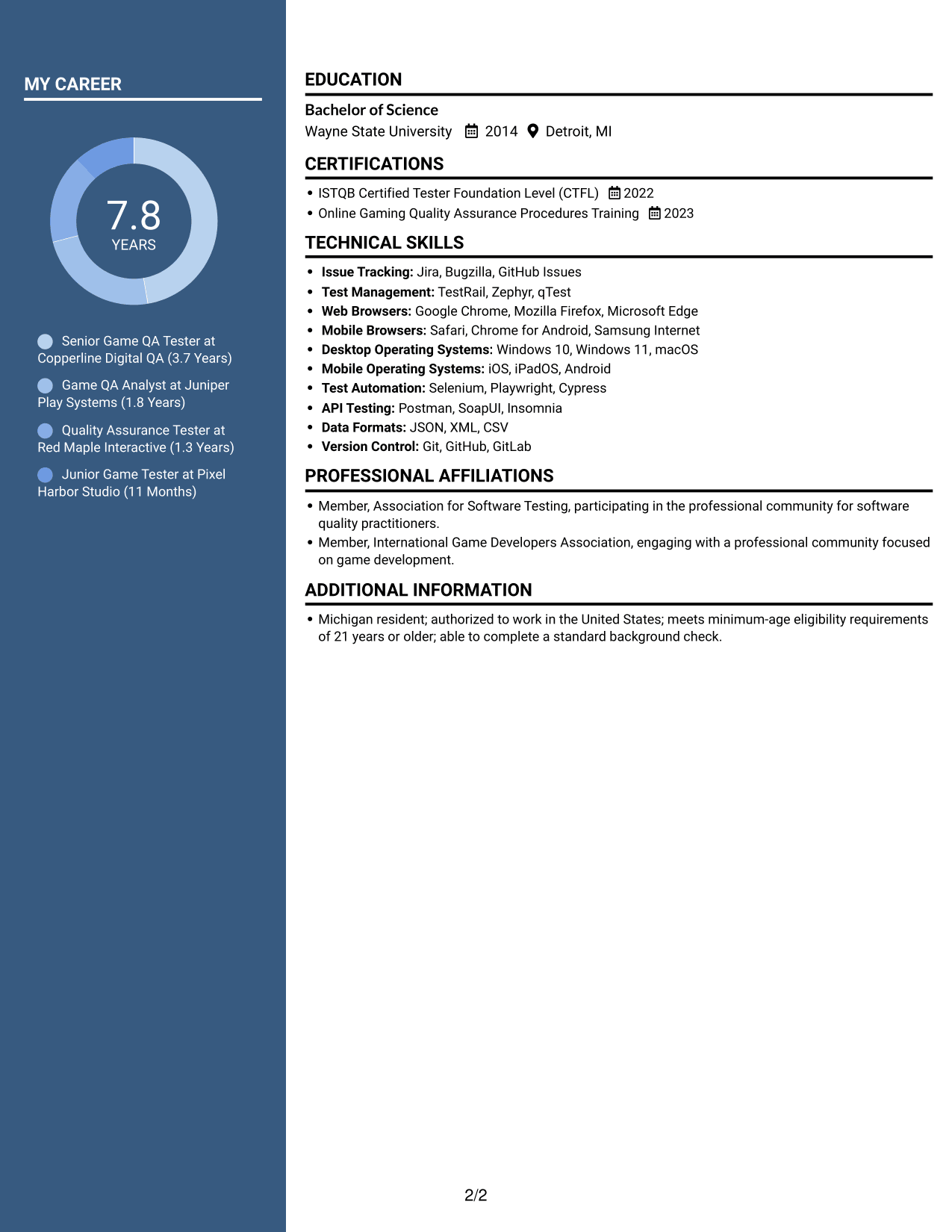 Resume example — page 2