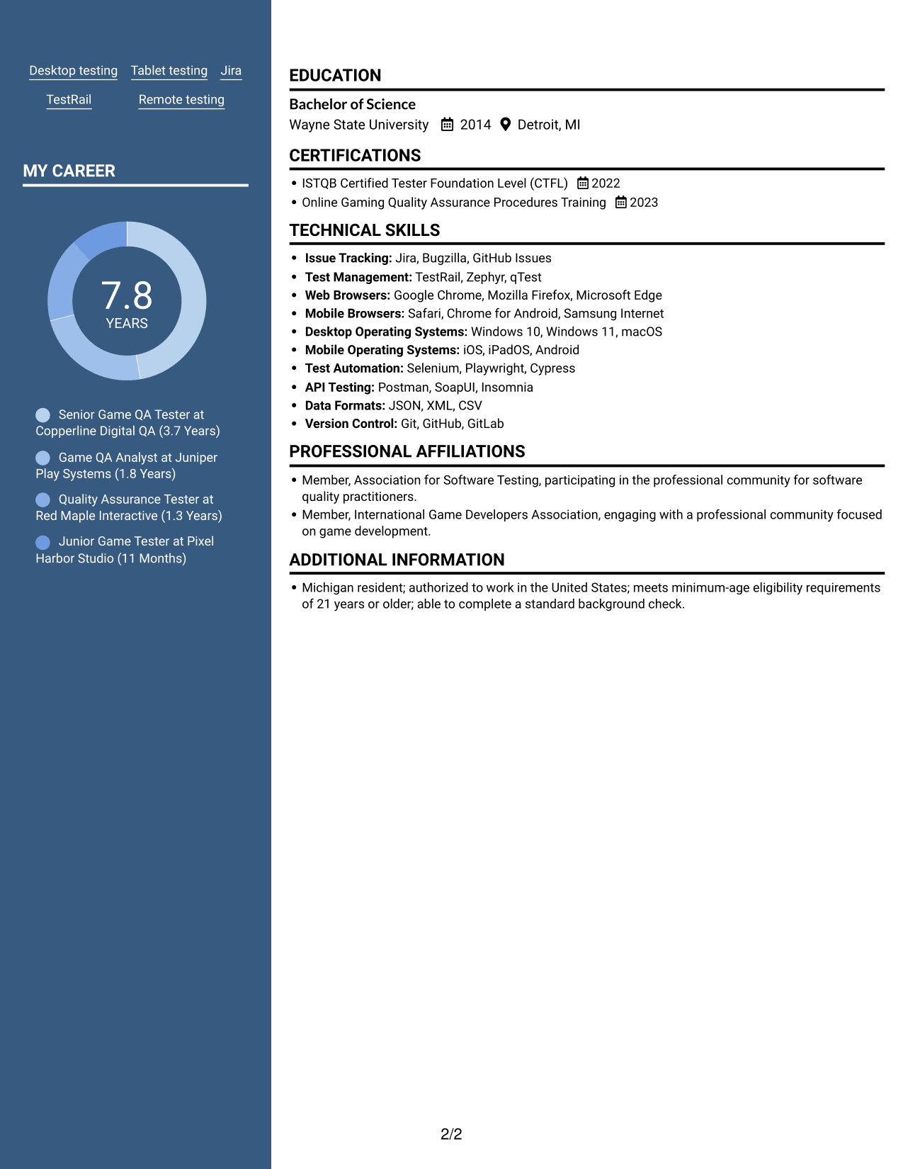 Resume example — page 2