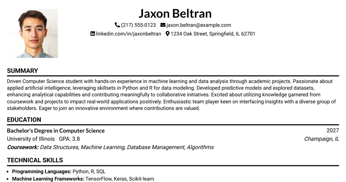 33 Online/Remote Internship in Artificial Intelligence and Machine Learning Resume Templates with Example 2026 (ATS-Optimized)