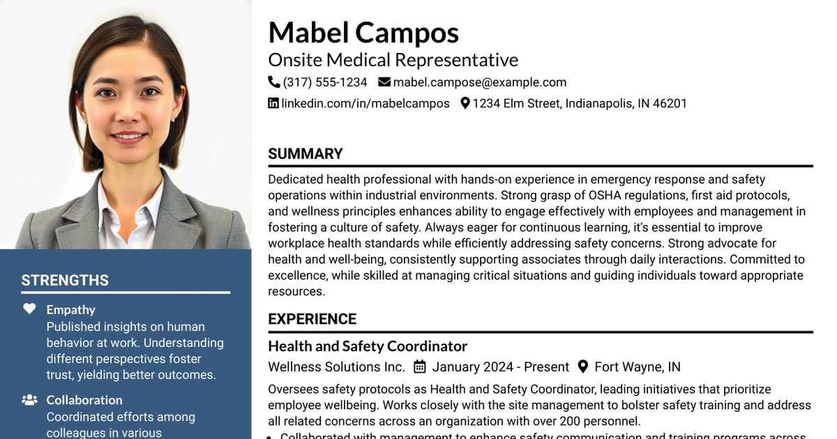 33 Onsite Medical Representative Resume Templates with Example 2026 (ATS-Optimized)