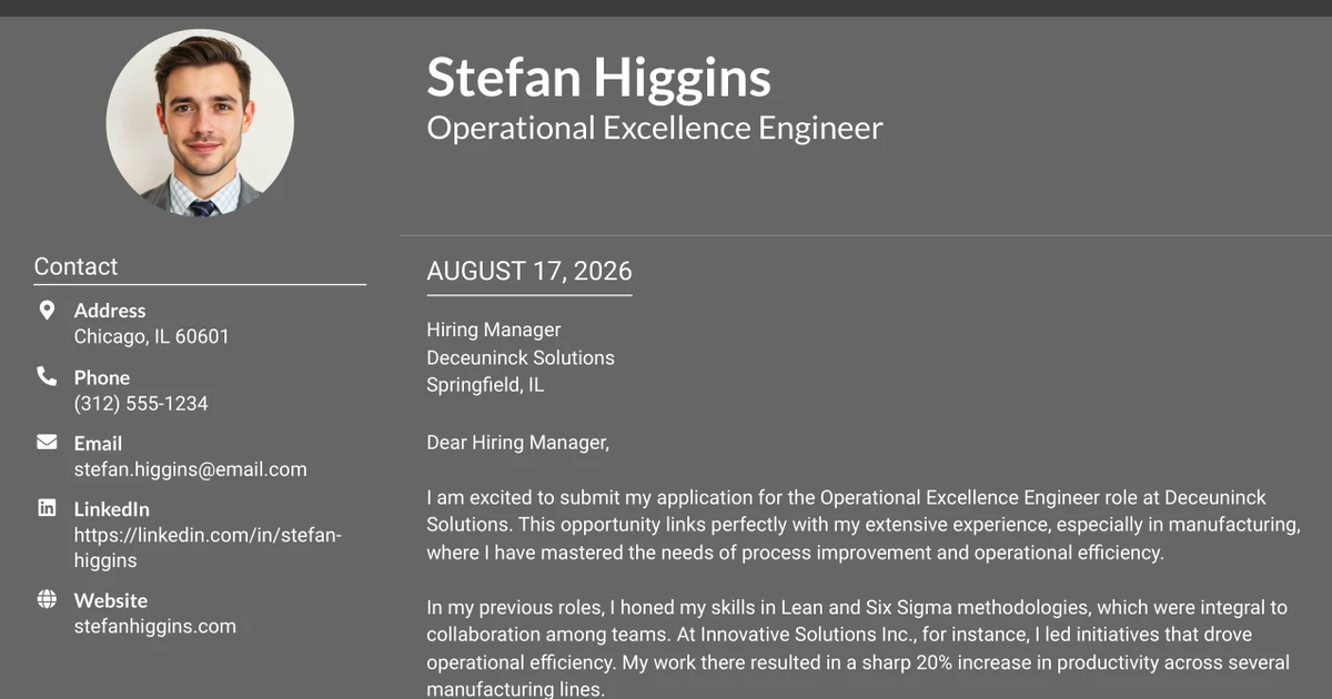 30+ Operational Excellence Engineer Cover Letter Templates with Example 2026