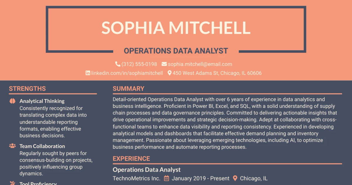 33 Operations Data Analyst Resume Templates with Example 2026 (ATS-Optimized)