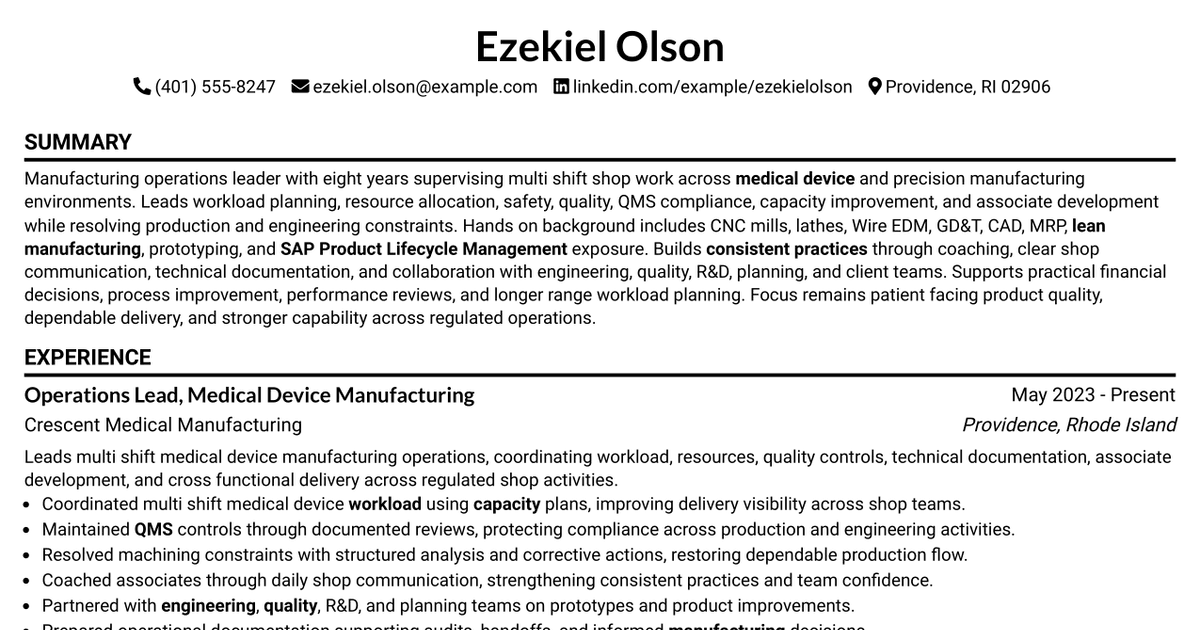 7 Operations Lead Resume Templates with Example