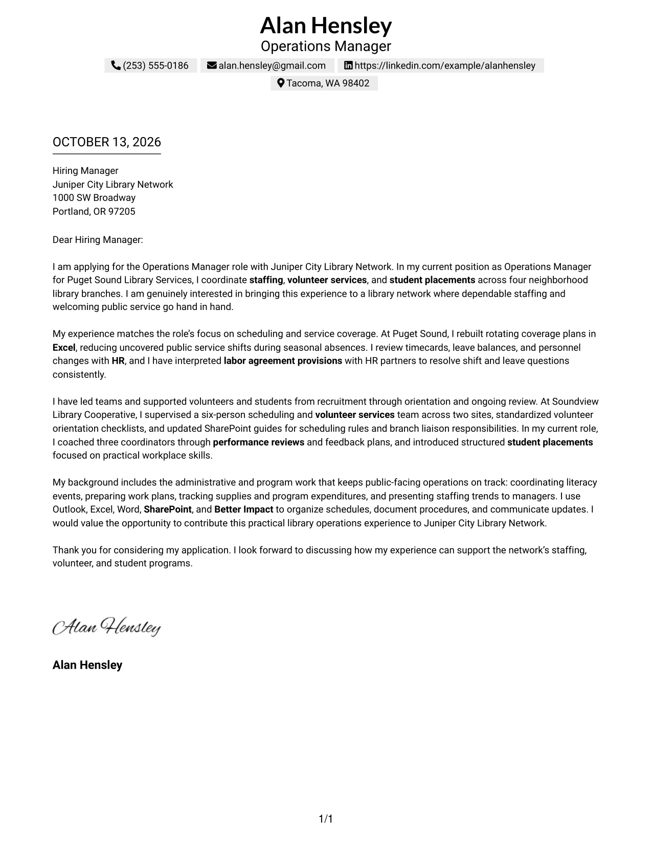 Text/Fang Style Cover Letter Preview