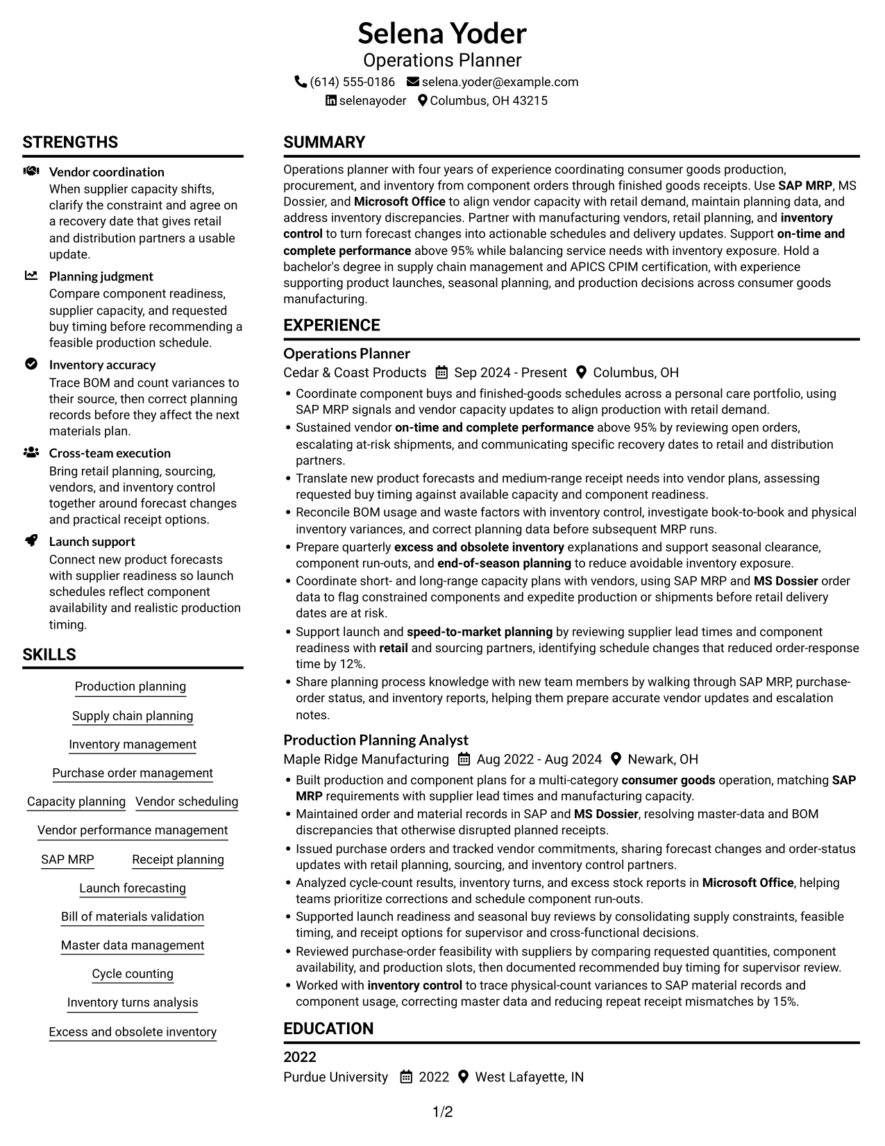 Resume example — page 1