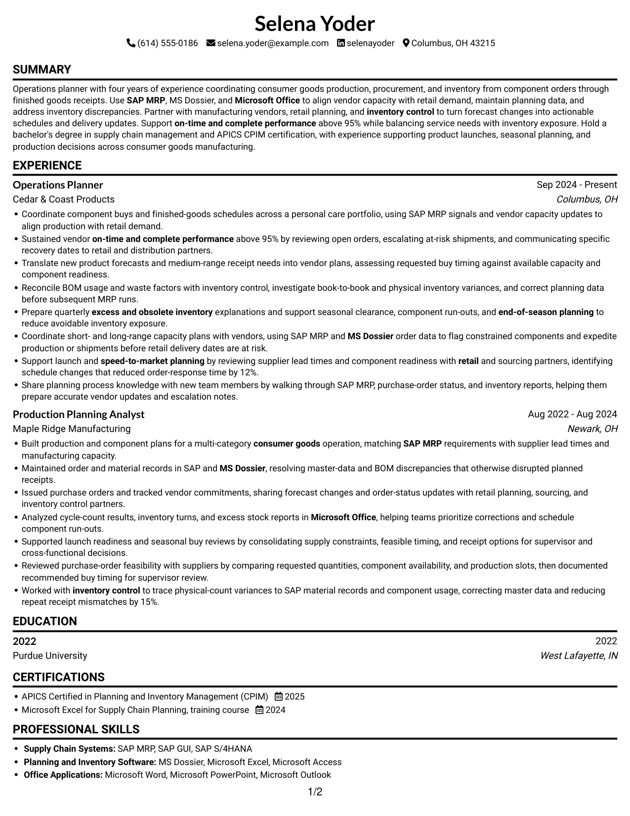 Resume example — page 1