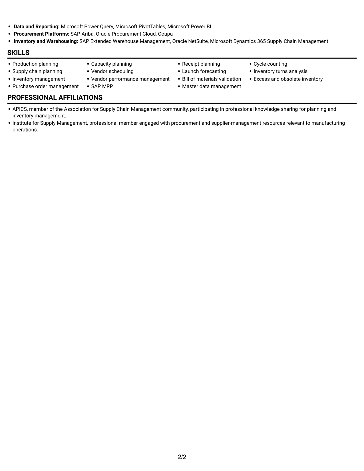 Resume example — page 2