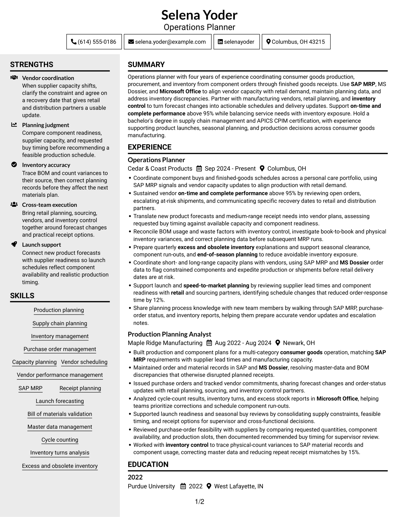 Resume example — page 1