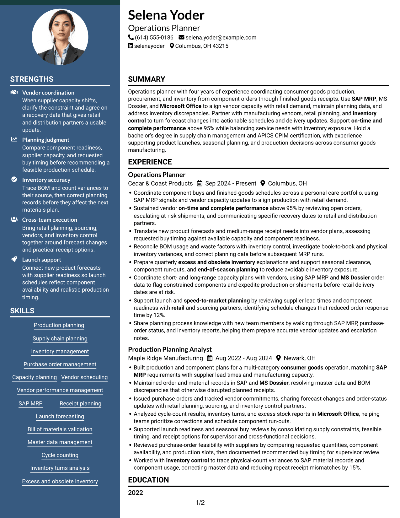 Resume example — page 1
