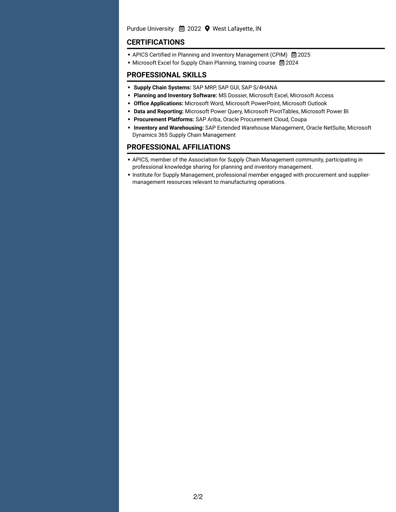 Resume example — page 2