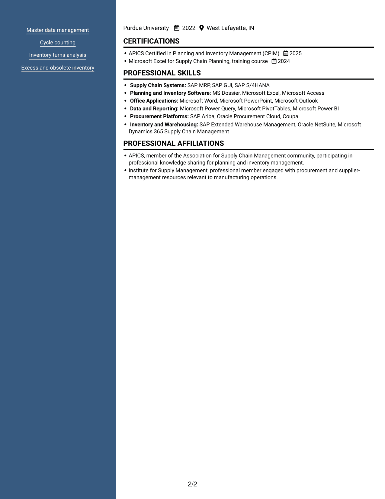 Resume example — page 2
