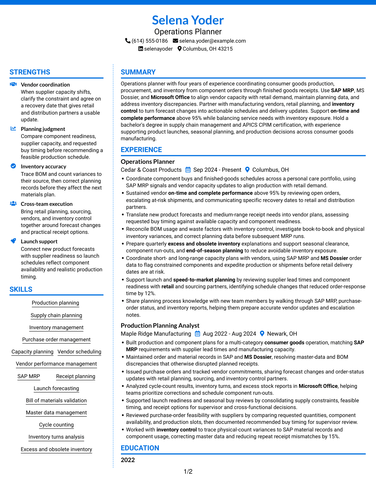 Resume example — page 1