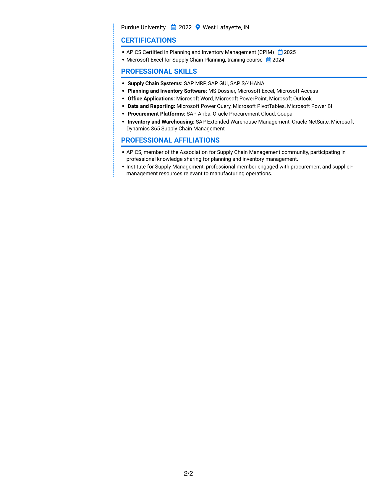 Resume example — page 2