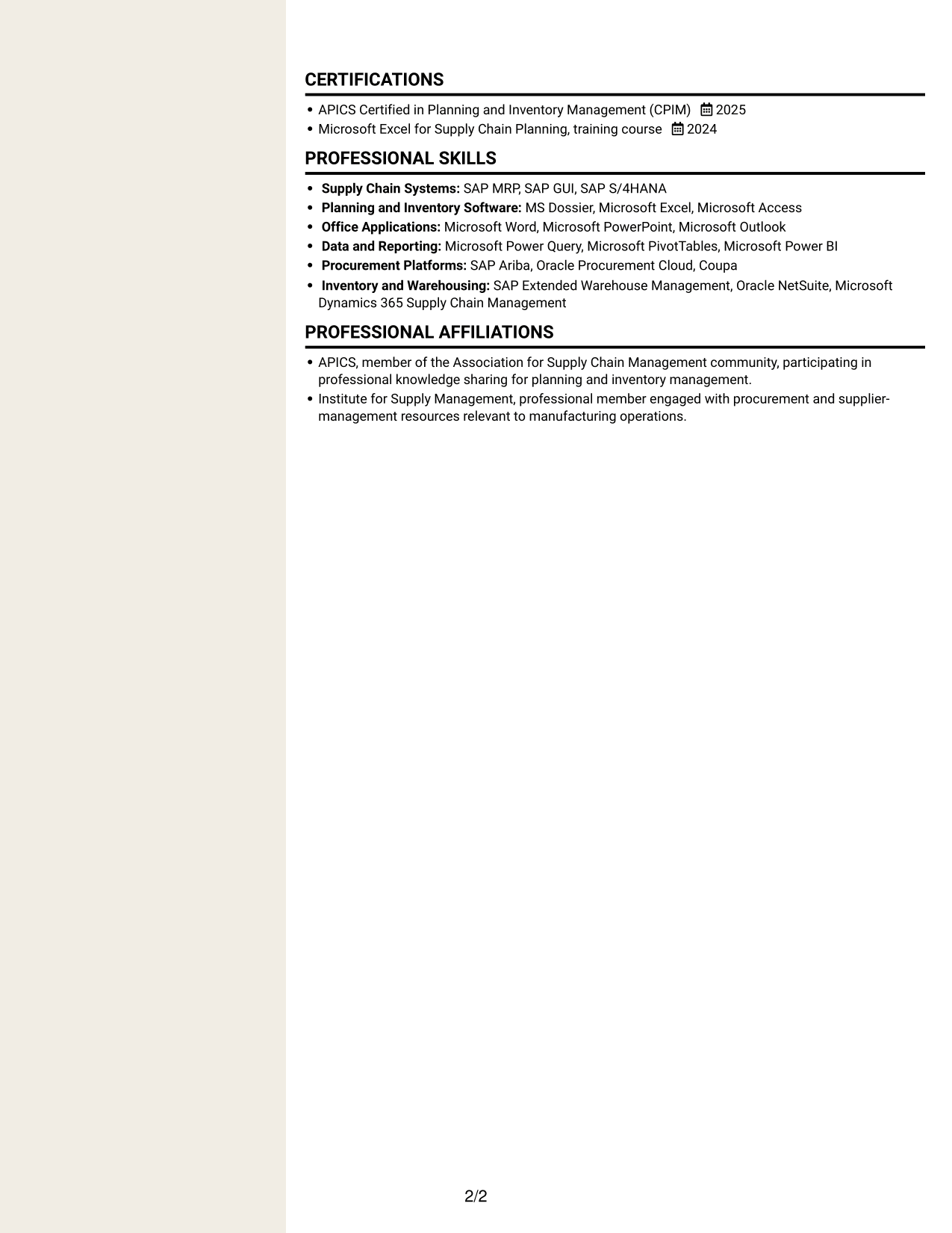 Resume example — page 2