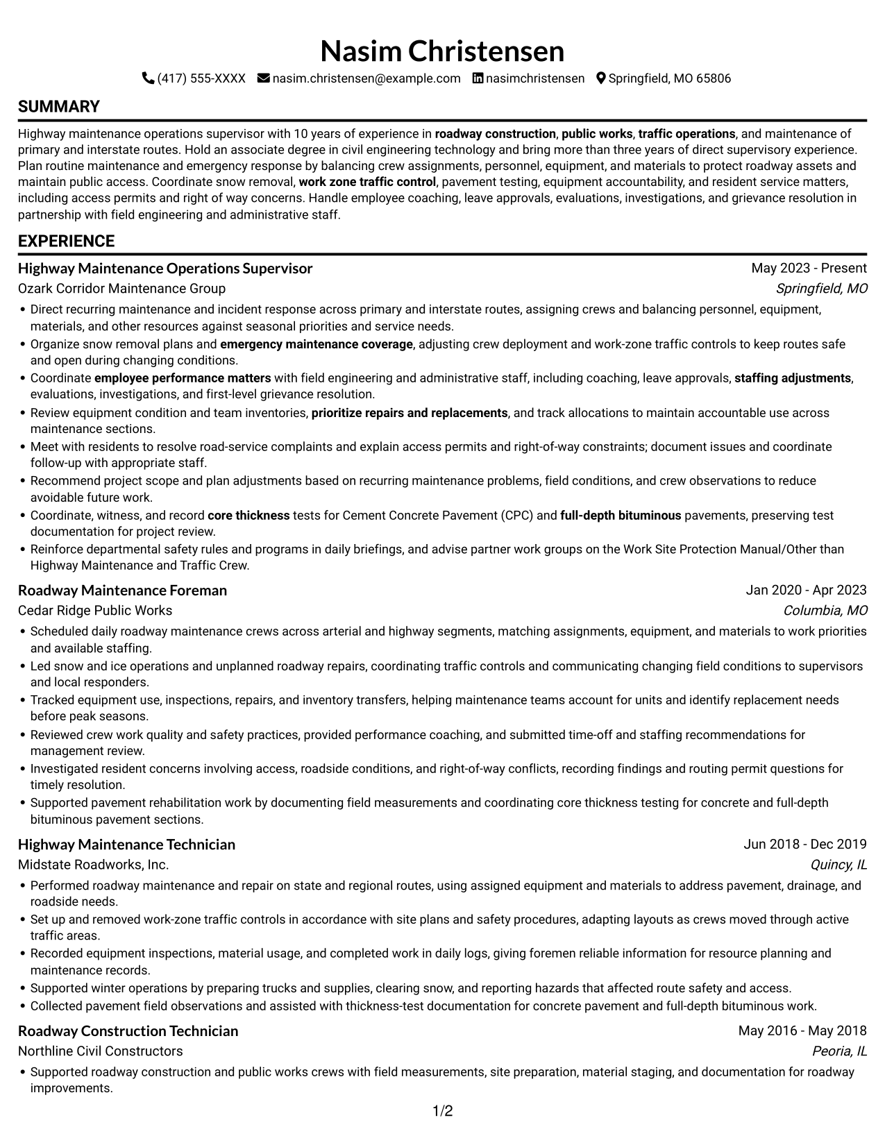 Resume example — page 1