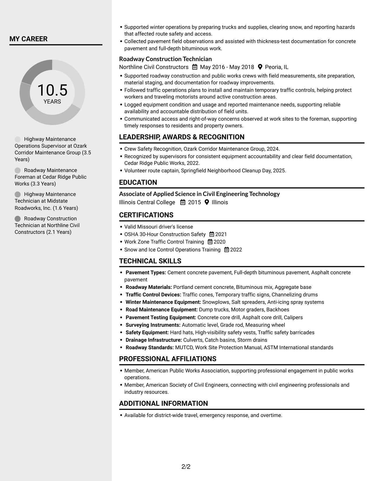 Resume example — page 2