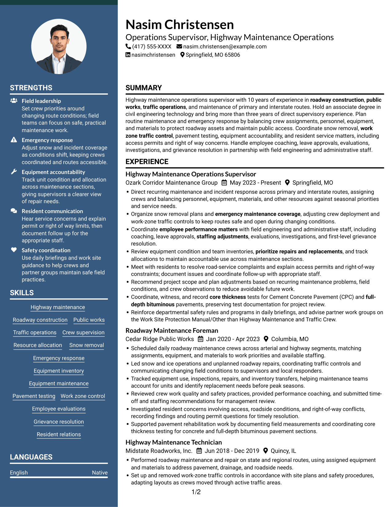 Resume example — page 1