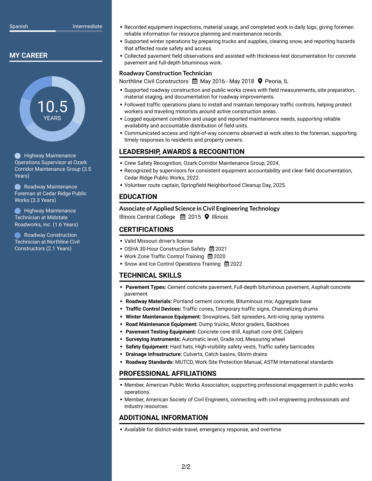 Resume example — page 2