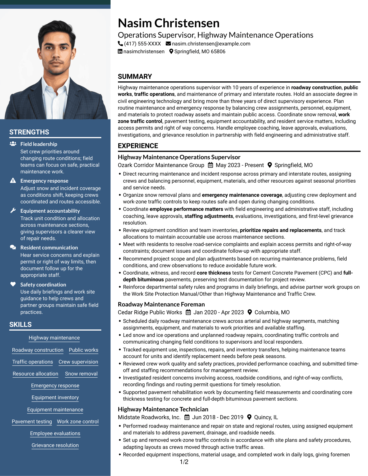 Resume example — page 1