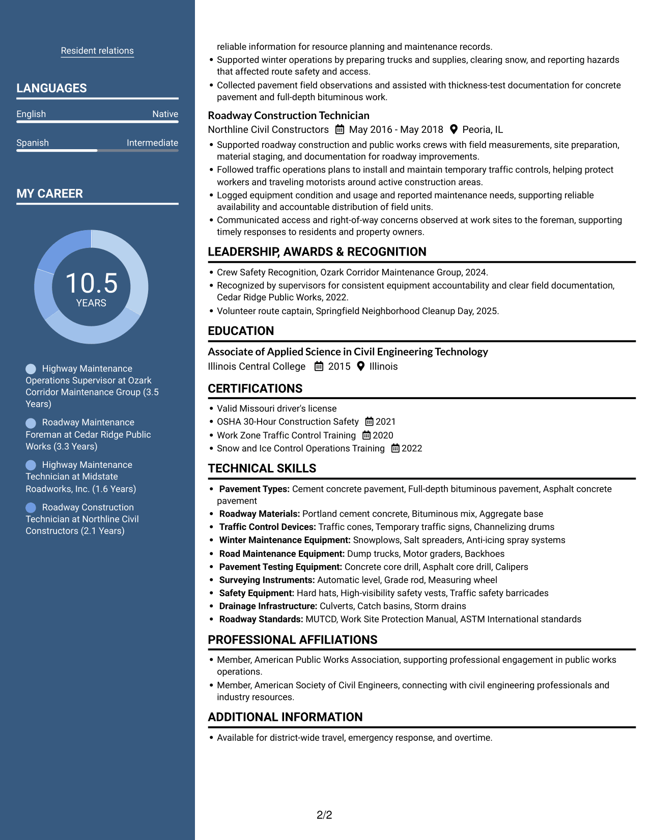 Resume example — page 2