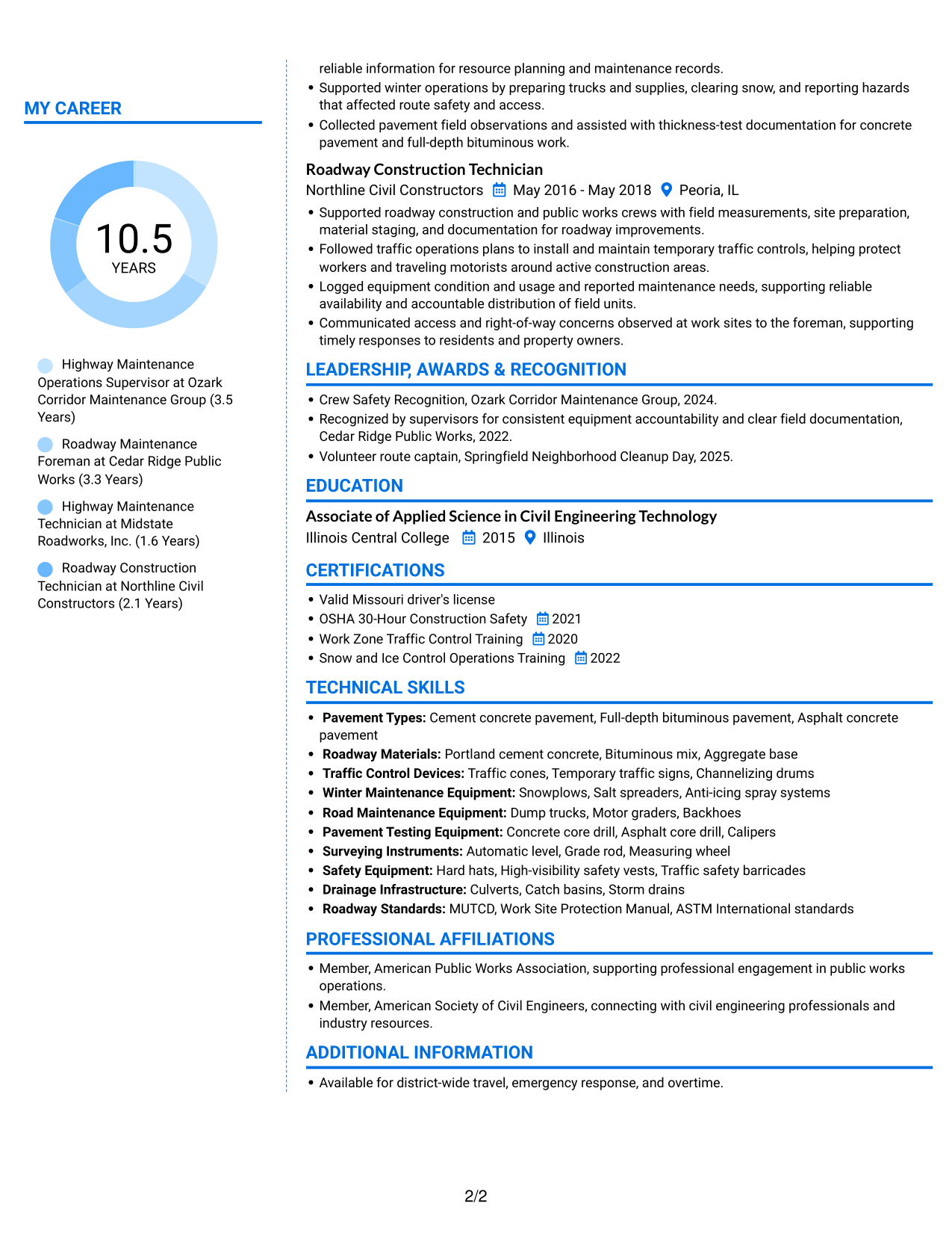 Resume example — page 2