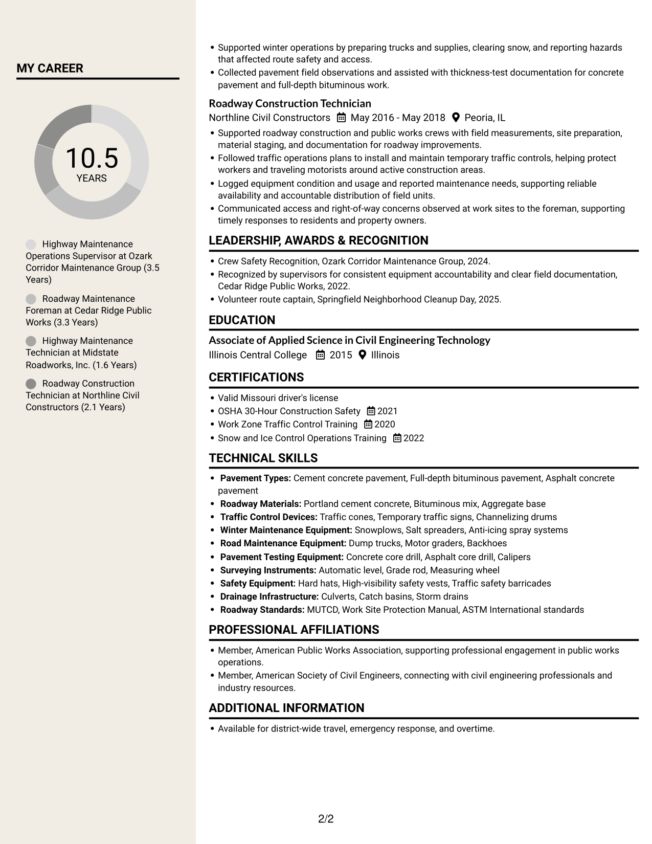 Resume example — page 2